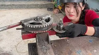 These two girls built an amazing steel bending machine from scratch.  