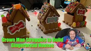 Grown Man Struggles to Build Gingerbread Houses