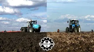 Тракторы ХТЗ-17221 и МТЗ-1221 на закрытии влаги. Зубовые бороны после плуга. Липецкая область