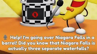 Announcer going over a waterfall in a barrel - Shovelware's Brain Game