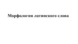Морфология латинского слова
