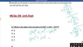 How to find the unit place of a digit || Maths for ssccgl,jkp constable and other competitive exams