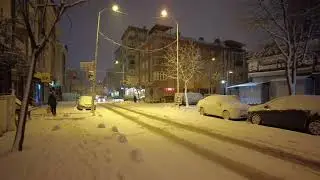 Istanbul Bagcilar Snowfall at Night