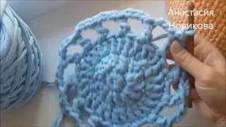 Вяжем коврик из ленточной пряжи крючком