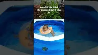 Masih Bayi 10 Bulan, Mas Askara Berenang Sendiri di Private Pool 💦