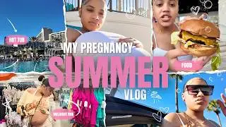 PREGNANT GIRL SUMMER VLOG☀️👙🌴|walmart run, hot tub etc