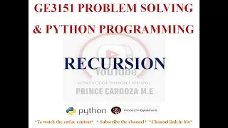 RECURSION | GE3151 PROBLEM SOLVING AND PYTHON PROGRAMMING NOTES