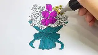 How to color a bouquet of flowers