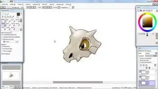 DIBUJANDO CRANEO DE CUBONE/POKÉMON/ PAINT TOOL SAI/ HUION H420