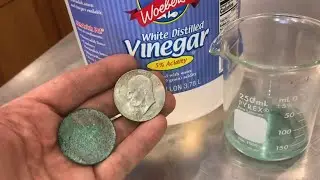 “cleaning junk coins” in VINEGAR (easy way to remove corrosion)