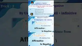 Transformation of Sentence #affirmativetonegative #transformationofsentence