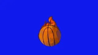Basketball on fire green screenbue