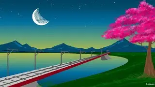 Simple scenery drawing in ms paint | how to draw in computer | train bridge scenery drawing
