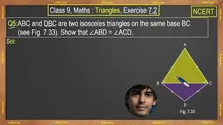 Q5 Ex 7.2, class 9 Math, triangles.