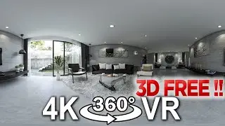 4K Interior 360 VR 3D Panorama Rendering _ Concrete Living Room