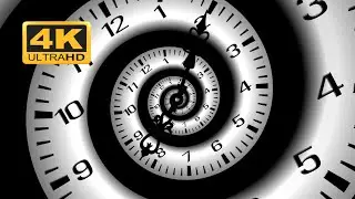 Efecto túnel del tiempo en 4k - Fondo de agujas de reloj pasando rápido, viaje en el tiempo