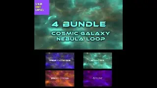 Celestial Cosmic Nebula Stunning Twitch Overlays Scenes Bundle 4 Animated Loops Stream Starting S...
