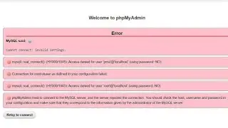 Most common error MySQL said: Documentation Cannot connect: invalid settings.