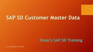 Customer Master Data CMD XD01 VD01 SAP SD | Sivan's SAP SD Training