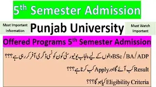 5th Semester Admission PU Offered Programs