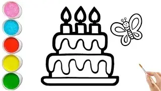 Birthday Cake Drawing and Painting | Easy and Fun for Kids 🎂