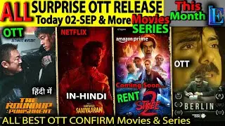 Today SURPRISE OTT Release 2-SEP & NEW Hindi Movies Web-Series Suriya's, Stree2, Roundup2024Hindi