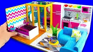 DIY Miniature Cardboard House #2 bathroom, kitchen, bedroom, living room for a happy family...