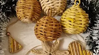 Ёлочные  игрушки.  Ёлочные  украшения. Новогодние игрушки.  Игрушки для детей. Плетеные эко игрушки.
