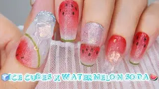 🍉 Watermelon Soda Nails ☀️ 3D Ice Cubes Tutorial 🧊