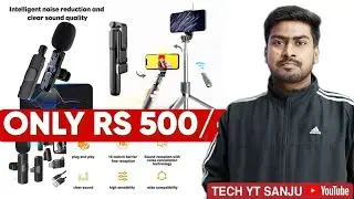 UNBOXING K8 Wireless Mic and Selfie stick with LED flash light, Stand and Bluetooth Function - HINDI