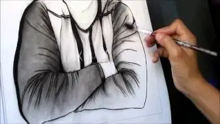 V-French Army Charcoal Portrait