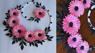 Paper Flower Wall Hanging- Easy Wall Decoration Ideas - Paper craft - DIY Wall Decor