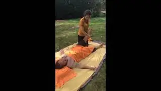 How to give Thai massage on the garden.