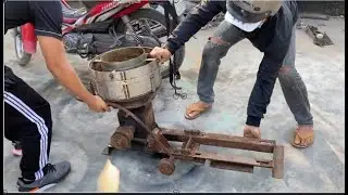 Restoration rusty old abandoned meat grinder   Restore and repair old antique meat grinder
