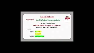 Link In Description: Q52 Find the Difference Between Two Lists using the Java 8 Streams API