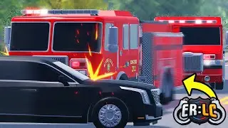 Fire Truck SMASHES Into LIMO! - ERLC Roblox Liberty County