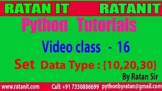 Python Tutorial || Video Class- 16 (Set  Data Type) || By Ratan sir