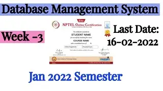 NPTEL Week 3 Database Management System Assignment 3 Answers | DBMS Week-3 Quiz Answers 2022 | NPTEL