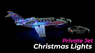 How to wrap your Private Jet in Christmas Lights! Santa is flying private! 🎅✨