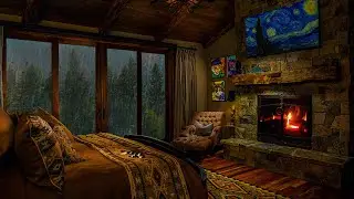 NOT A Starry Night! It's A Rainy Night - Rain And Fireplace Sounds for Sleeping
