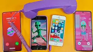 THE LILAC HANDSET FROM THE PHONE IS AN INCOMING CALL TWO GREEN ALIEN ONEPLUS 13