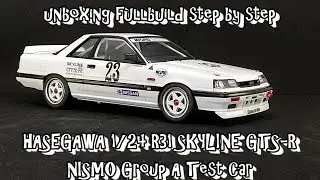 Scale Car Plastic Model HASEGAWA 1/24 R31 SKYLINE GTS-R NISMO Gr.A Test Car unboxing fullbuild