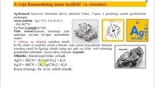 Birinchi guruh metallari mis, kumush, oltin