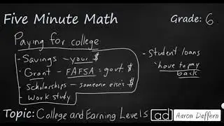 6th Grade Math Personal Financial Literacy - College and Earning Levels