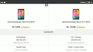 Samsung Galaxy Tab A 8.0 2019 vs Samsung Galaxy Tab A 10.1 2019 Full Comparison ||