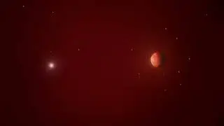 Анимация красного гиганта и планеты.
