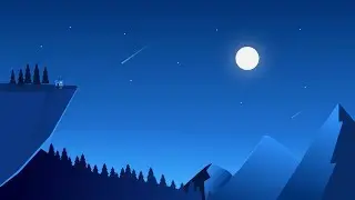 Night sky with mountains | Vector Illustration | Tutorial | Adobe Illustrator