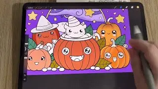 Coloring Kawaii Halloween Characters | Easy & Fun Halloween Art | Procreate
