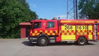 Rockneby Räddningstjänst får larm. Rockneby fire Engine Rescue truck Go to the larm.