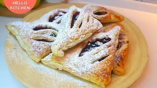Puff pastry with cherry jam.